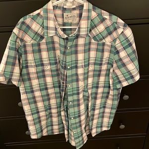 Lucky brand short sleeve western button down XL